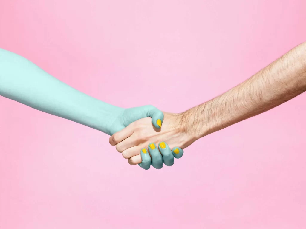 pastel handshake
