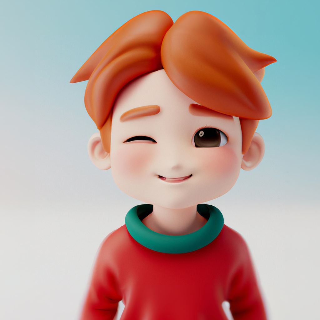 Cute,Character,3d,Image,Of,Cute,Young,Man,With,Red